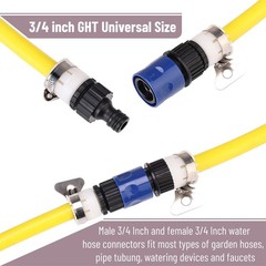 Bates- Garden Hose Quick Connectors, 4 Set, 3/4 Inch, Male and Blue