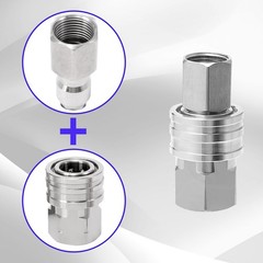 M MINGLE Ball Valve Pressure Washer Adapter, 2 Sets 3/8 Inch 1.6 inch, Silver
