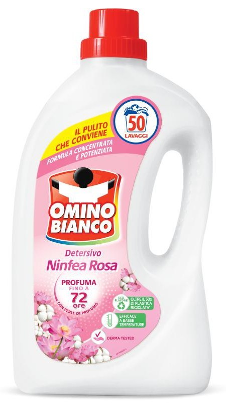 Omino Bianco Liquid Detergent 50 Doses Water Lily Pink Made In Italy