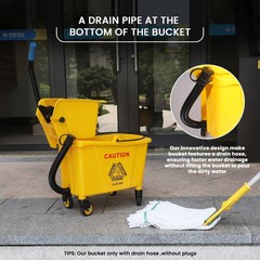 Commercial Mop Bucket with Wringer Set – 35-Qt, 360° Wheels