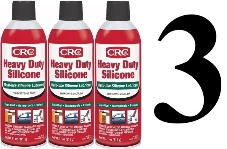 3 CRC Heavy Duty Silicone Lubricant Spray Cans 05174 Clear Colorless Liquid 11Oz