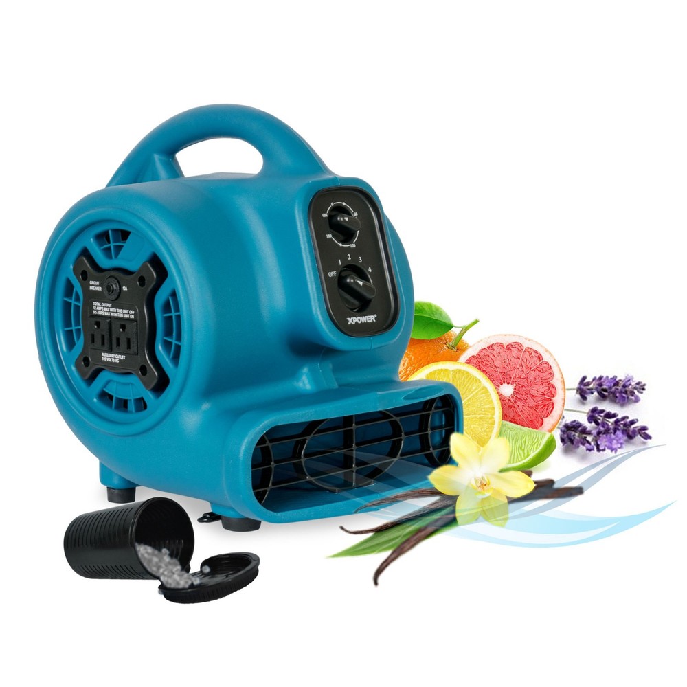 XPOWER P-260AT Mini Scented Air Mover, Carpet Dryer, Utility Fan blowing 800 CFM