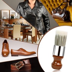 Small Horse Hair Brush for Leather Furniture Salve Wax Polish Brown