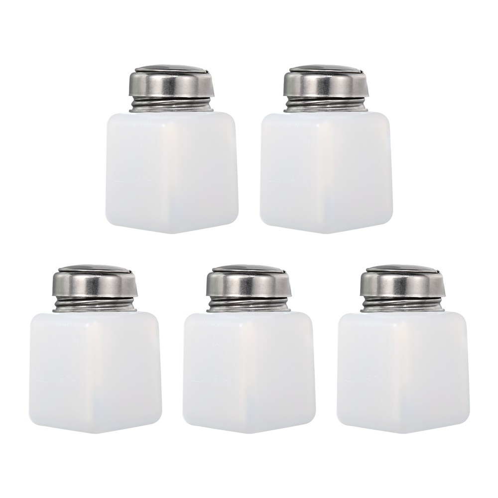 5pcs 4 Oz/120ml Alcohol Push Down Pump Dispenser Bottle Press White