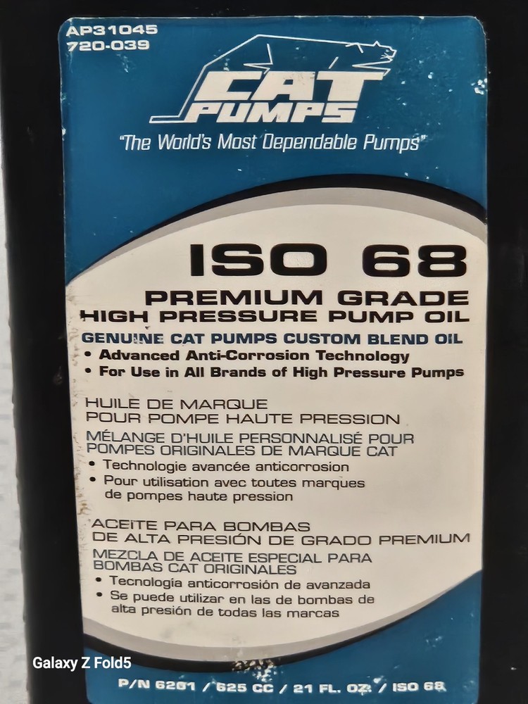 sISO 68PREMIUM GRADE HIGH PRESSURE PUMP OILGENU:NE CAT PUMPS CUSTOM BLEND OIL