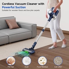Clinkal Cordless Vacuum Cleaner 30Kpa Powerful Suction Stick Vacuum Anti-Tangle