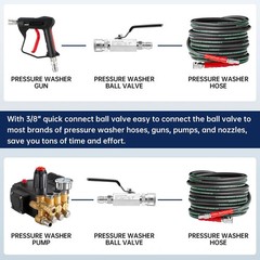 GALELEOPARD Ball Valve Pressure Washer, 3/8 Inch Quick Connect Black