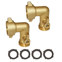 HQMPC 90 Degree Garden Hose Elbow with Shut Off Valve – 3/4″ 3/4 inches, Gold