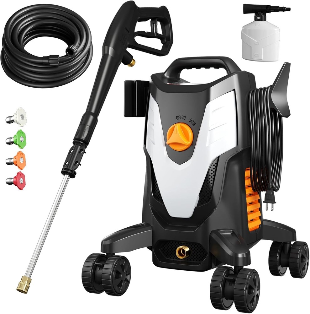 4500PSI Electric 2.8GPM High Pressure Washer w/ Anti-Tipping Technology 4 Nozzle