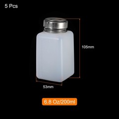 5 Pcs White 200ml Alcohol Push Down Pump Dispenser Bottle Press