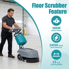 15″ Walk-behind Floor Scrubber Machine 24000 Sqft/h 6-gal Tank 23″ Suction