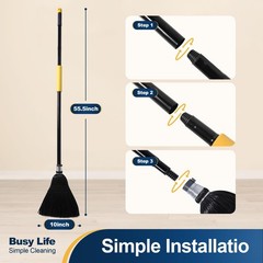 Yocada Broom Commercial Indoor Outdoor 55.5 inch Tall for Black