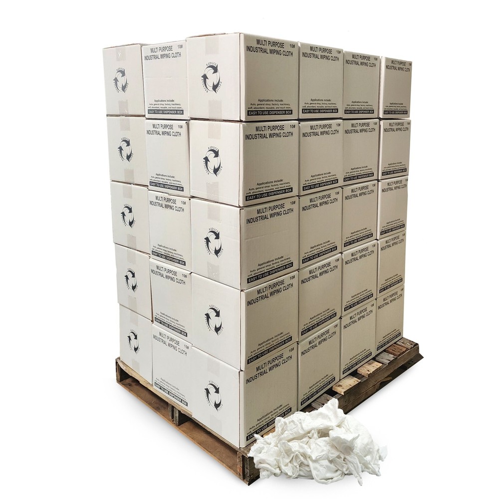White Knit T-Shirt Cotton Rags-600 lbs. Pallet 60×10 Boxes-Multipurpose Cleaning
