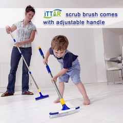 ITTAR Grout & Scrub Brush Combo, Floor Scrubber with Long White & Blue Head