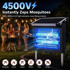 Jinyeda Solar Bug Zapper Outdoor 4500V Waterproof Mosquito Zapper 10W Solar