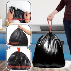 Beidou-Pac 30 Gallon Trash Bags Drawstring 150 Count Bulk Black Unscented Heavy