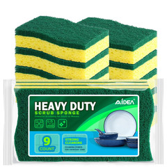 AIDEA Sponges Kitchen, 9Count, Dish Sponges, Heavy-Duty Sponge 9 Count, Green