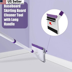 Baseboard Cleaner Tool with Handle, 60″ Extendable Long Handle Purple, White
