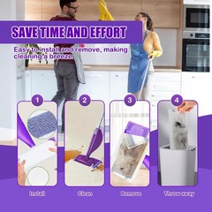 Mop Pad Refill Compatible with Swiffer WetJet Spray Mop, 11.6″ x 5.9″, Purple