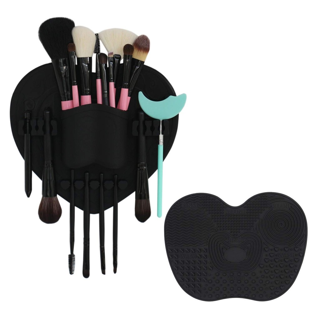 LORMAY Silicone Makeup Brush Organizer + 1 Count (Pack of 1), Black 1