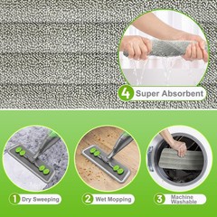 IOPRETTY Spray Mop for Floor Cleaning – Wet Dry Hardwood Medium, Gray Green