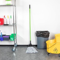Restaurantware Green Iron Mop Handle Only 1 Count 60 Inch Quick Change Wet Mop
