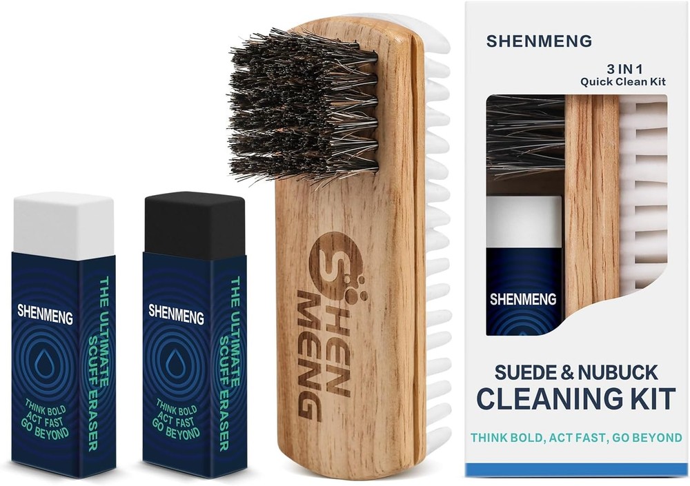 Suede & Nubuck Cleaner Kit, 2-in-1 Suede Brush & Horsehair Brush, White/Black