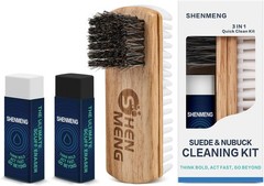 Suede & Nubuck Cleaner Kit, 2-in-1 Suede Brush & Horsehair Brush, White/Black
