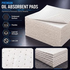 Hoolerry 100 Pcs Oil Absorbent Pads Bulk Heavy Weight Dimpled Garage Absorbin…