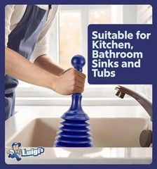Luigi’s Small Blue Sink Plunger Large Bellows Drain Clog Remover