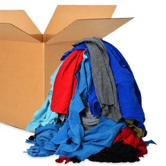 Colored / Knit T-Shirt Rags – 5 LB. Box Cleaning wiping Low Lint Recycled