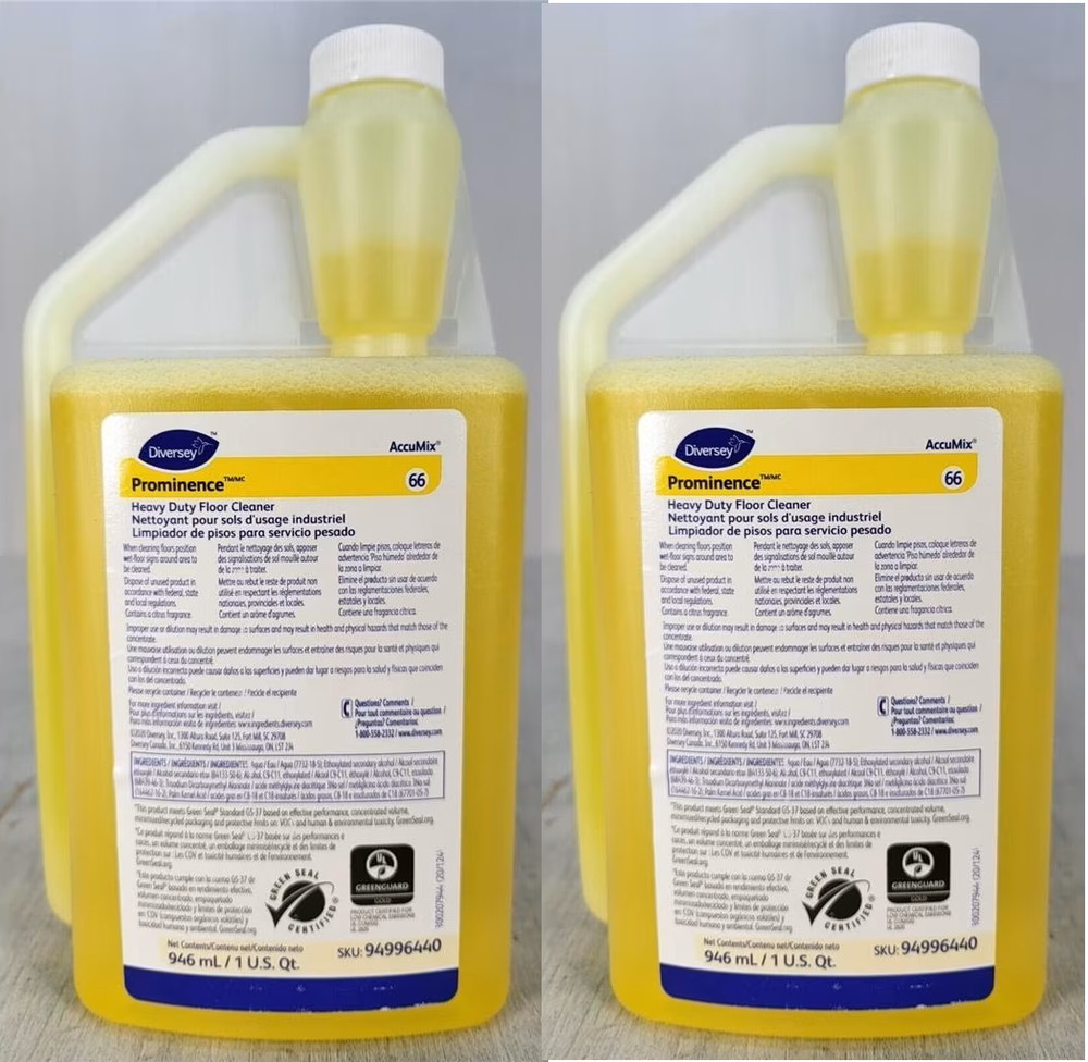 Diversey 94996440 Prominence Heavy Duty Floor Cleaner 2- 32 oz Citrus Yellow