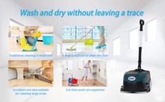 Emotor14 Inch Portable Ultra-Lightweight Floor Scrubber Dryer Machine Dual Brush