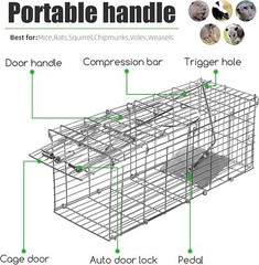 2PCS Collapsible Metal Rat Cage for Home Shop Garage Farm Office Pest Trap