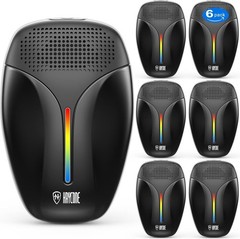 Upgraded Ultrasonic Repeller & Insect Indoor 1 Count (Pack of 6), Black