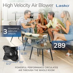 Lasko Portable Utility Fan, 12” 289 CFM Pivoting High Velocity Air Mover Blow…