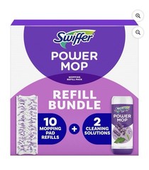 Swiffer Power Mop Wet Pad Refill Bundle, 10 Pads & 2 Solutions, White/Purple