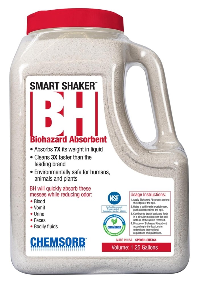 BH Biohazard Absorbent 1.25 Gallon Shaker Bottle Spill Cleanup