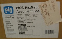 (Box of 12) PIG HazMat Chemical Absorbent Sock 124CPR 3in Dia 46in L 100oz/Sock