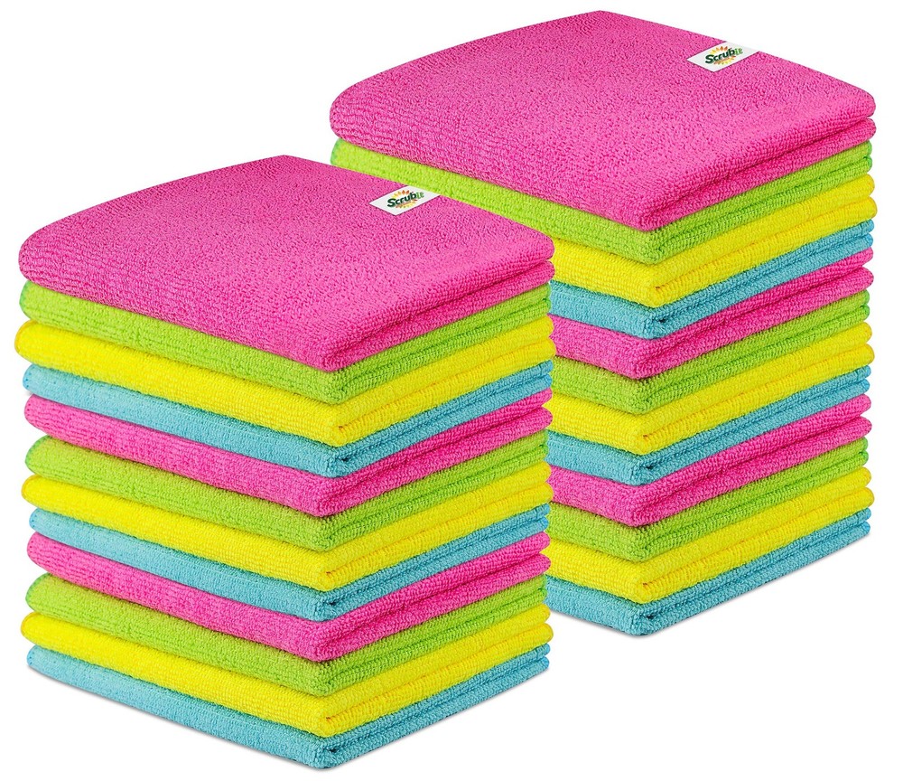 SCRUBIT 24 Pack Microfiber Cleaning Cloth Lint Free and Streak Free Towels fo…