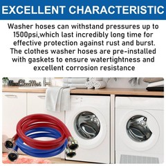 6FT Washer Water Line/Rubber Washing Machine Hoses 6FT,Universal Washing Mach…