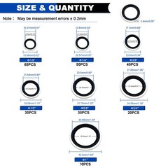 Daptemn 245 PCS SAE Bonded Sealing 1/8″ – 1″, 245PCS Black Seal Washers