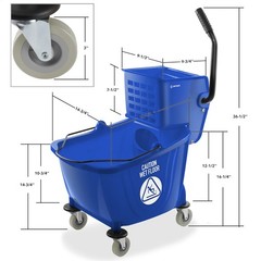 33 Quart Commercial Mop Bucket with Side Press Wringer, Blue