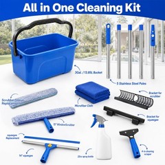 Window Cleaning Kit with Extension Pole,Professional Washing 79″, Blue