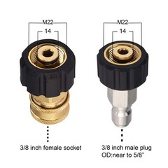 M MINGLE Pressure Washer Hose Adapter Set, M22 to 3/8 Quick Connect, Black