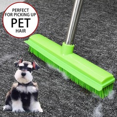 Rubber Broom and Dustpan Set,Pet Hair Removal Rubber Broom with Squeegee and Sta