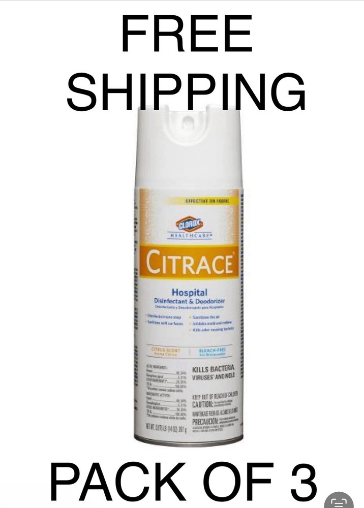 3pc Clorox Citrace 14oz Spray Hospital Disinfectant Sanitizer Deodorizer Citrus