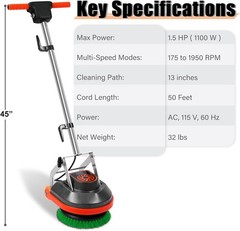 HHQ Commercial Floor Scrubber Orbital Cleaner Tile Hardwood