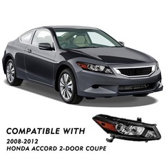 Headlight Assembly for 2008-2012 Accord Coupe Projector Headlamp Black Amber RH