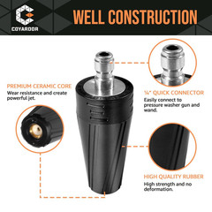 Coyardor Pressure Washer Turbo Nozzle, 360° Rotating Power 1/4 inch, Black